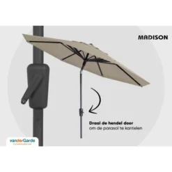 Madison - Parasol Paros II Round Safier Blue - 300cm - Blauw