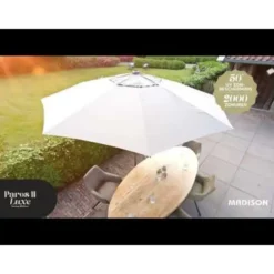 Madison Paros 2 Luxe stokparasol 3 m. rond - Taupe + Sevilla voet + hoes