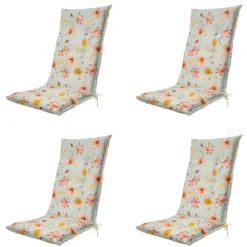 Madison - Tuinstoelkussen Hoge Rug Florina orange - Ca. 123x50 cm - Set van 4