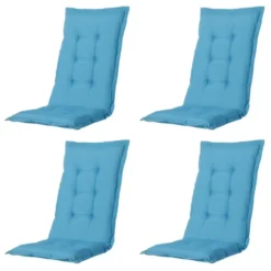 Madison - Tuinstoelkussen Hoge Rug Panama aqua - Ca. 123x50 cm - Set van 4