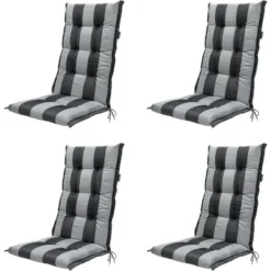 Madison - Tuinstoelkussen Hoge Rug Alice grey - Ca. 123x50 cm - Set van 4