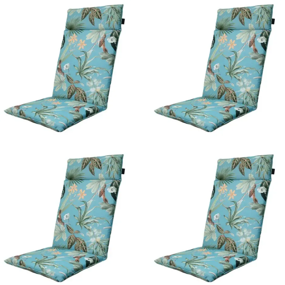 Madison - Tuinstoelkussen Hoge Rug Grasse aqua - Ca. 120x50 cm - Set van 4