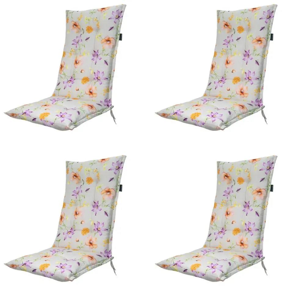 Madison - Tuinstoelkussen Hoge Rug Florina purple - Ca. 123x50 cm - Set van 4