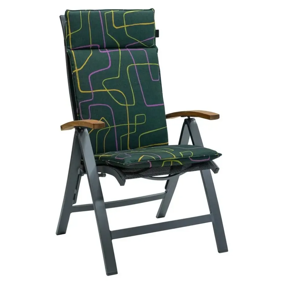 Madison - Tuinstoelkussen Hoge Rug Joah green - Ca. 120x50 cm - Set van 4