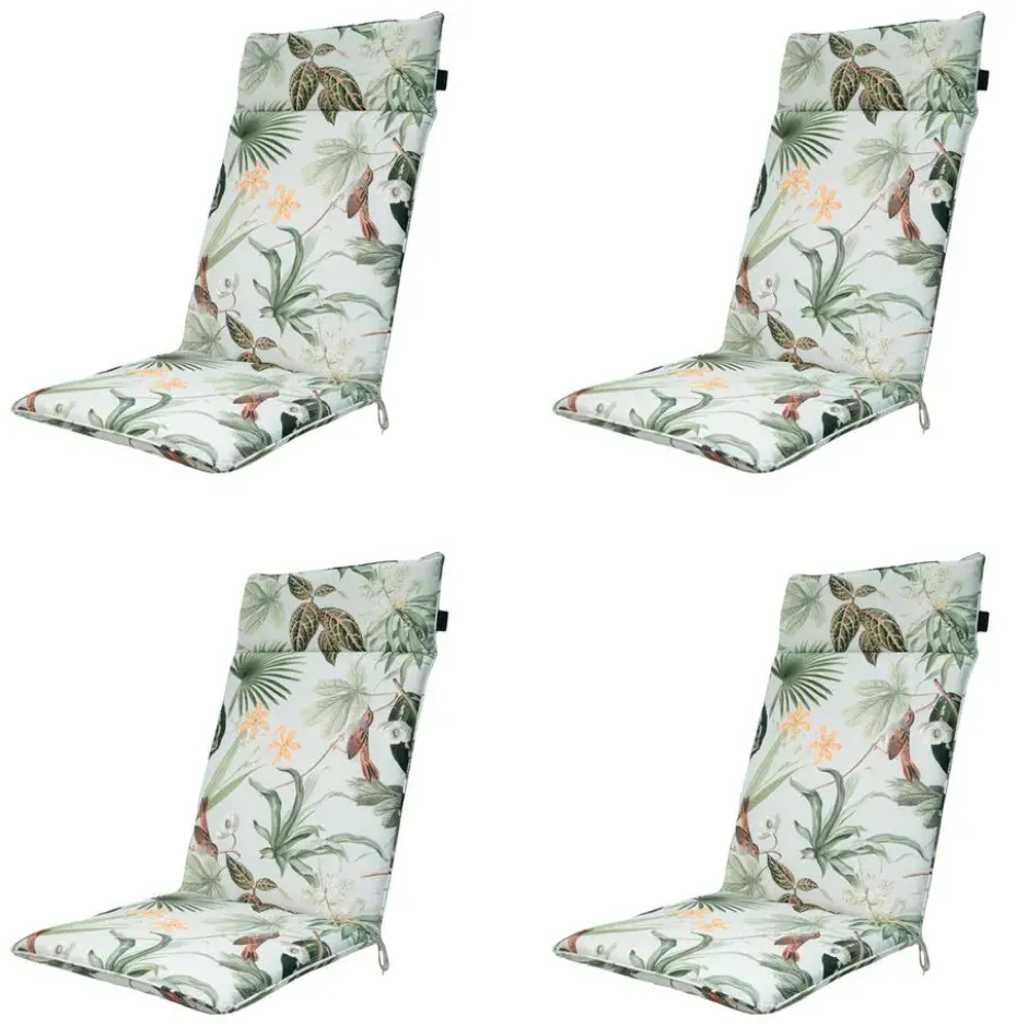 Madison - Tuinstoelkussen Hoge Rug Grasse green - Ca. 120x50 cm - Set van 4