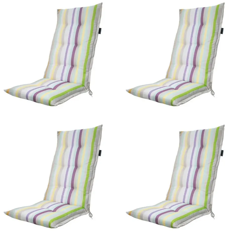 Madison - Tuinstoelkussen Hoge Rug Righe purple - Ca. 123x50 cm - Set van 4