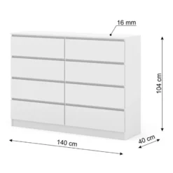 Maja dressoir S8 140 cm wit mat