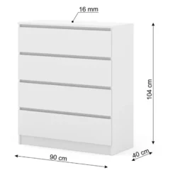 Maja dressoir S4 40x90x104 cm wit mat met 4 lades