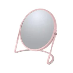 Make-up spiegel Cannes - 5x zoom - metaal - 18 x 20 cm - lichtroze