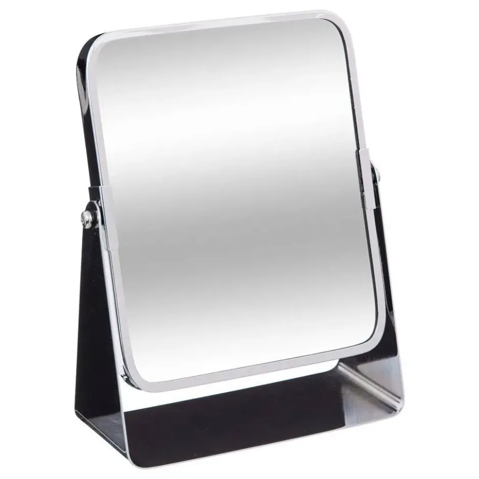 Make-up spiegel - 3x zoom - metaal - 7 x 20 cm - zilver - rechthoek