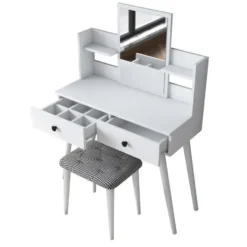 Make-up Tafel Wit - 112cm - Incl. Kruk - Bulon