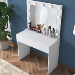 Make-up Tafel Wit - 90cm - Incl. Spiegel - Bengisu