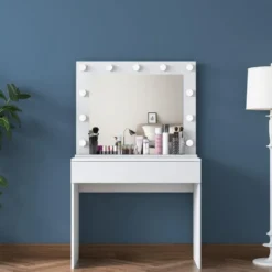 Make-up Tafel Wit - 90cm - Incl. Spiegel - Bengisu