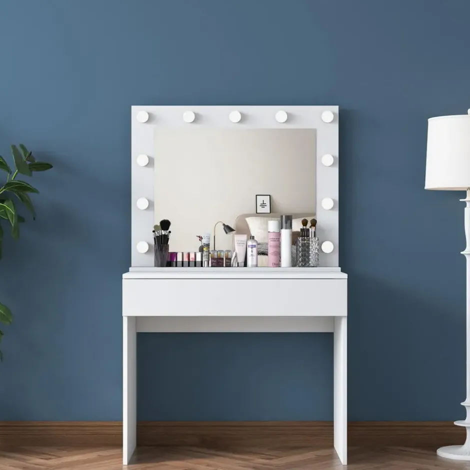 Make-up Tafel Wit - 90cm - Incl. Spiegel - Bengisu