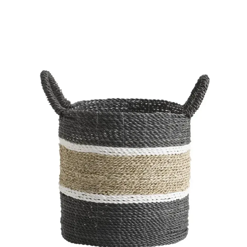 Mand Bologna - naturel/zwart/wit - 35xØ33 cm