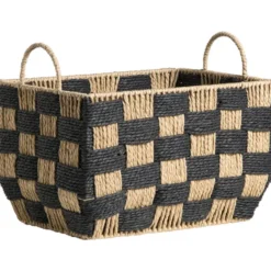 Mand Check naturel/zwart - 28x35x25 cm