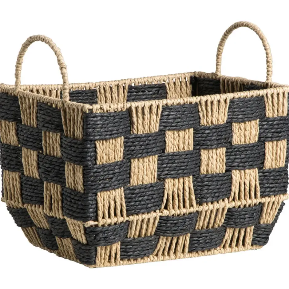 Mand Check naturel/zwart - 27x30x20 cm
