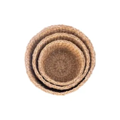 Mandenset (3-delig) van jute in bruin
