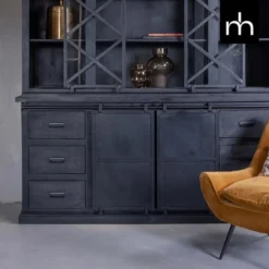 Mangohoutonline - Buffetkast Denver Black 200x220cm Rechthoekig