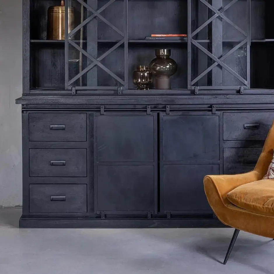 Mangohoutonline - Buffetkast Denver Black 200x220cm Rechthoekig