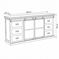 Mangohoutonline - Dressoir Newark 200cm Rechthoekig - Bruin - Mahom