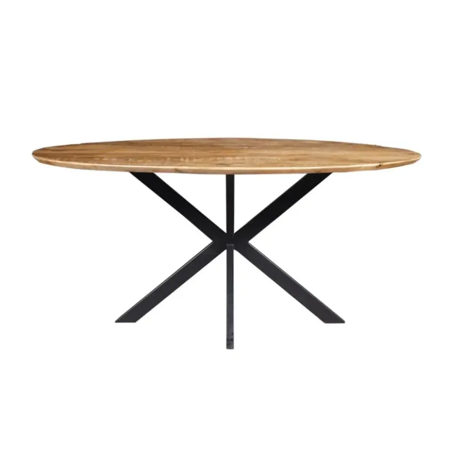 Mangohoutonline - Eettafel Bologna 160x90cm Ovaal - Bruin - Mahom