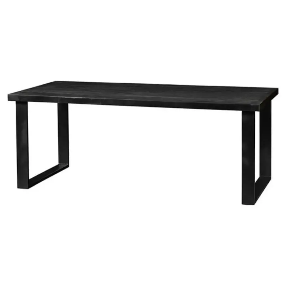 Mangohoutonline - Eettafel Britt Black 180x100cm Rechthoekig Zwart