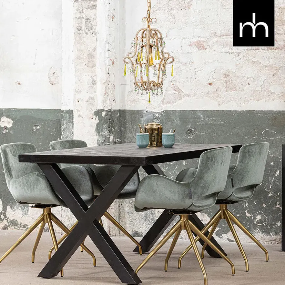 Mangohoutonline - Eettafel Columbus Black 160x90cm Rechthoekig