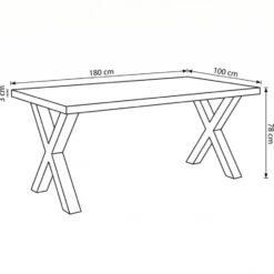 Mangohoutonline - Eettafel Columbus 180x100cm Rechthoekig Bruin