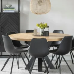 Mangohoutonline - Eettafel Madison 160cm Rond - Bruin - Mahom