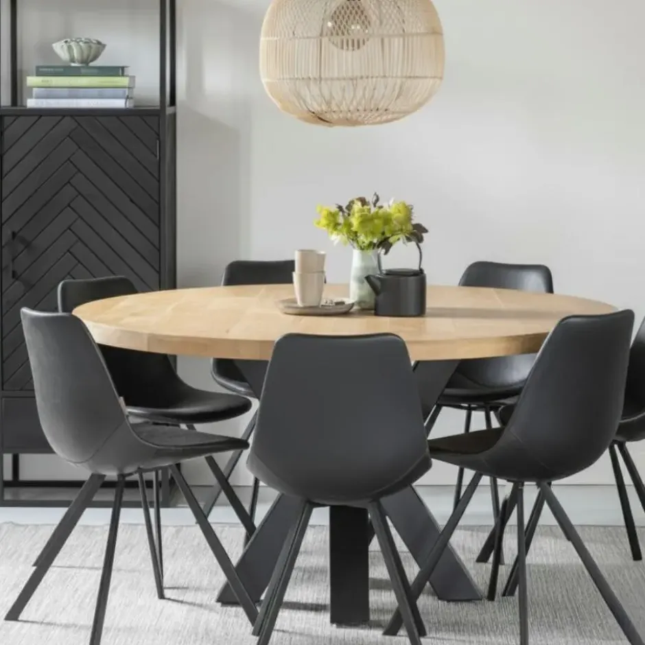 Mangohoutonline - Eettafel Madison 160cm Rond - Bruin - Mahom