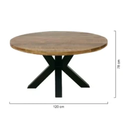 Mangohoutonline - Eettafel Madison 120cm Rond - Bruin - Mahom