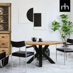 Mangohoutonline - Eettafel Madison 120cm Rond - Bruin - Mahom