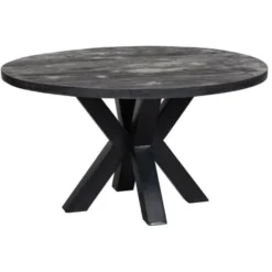 Mangohoutonline - Eettafel Madison Black Ø 160 Rond - Zwart - Mahom