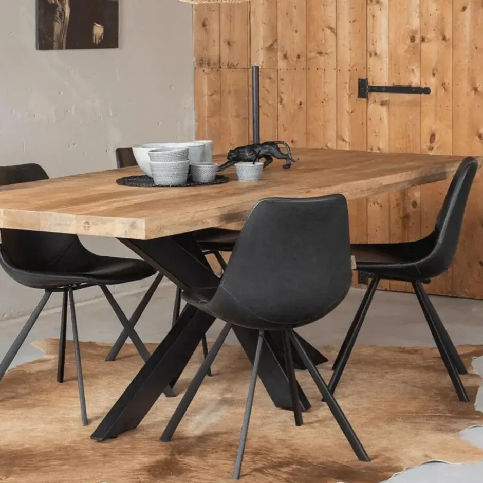 Mangohoutonline - Eettafel Memphis 200x100cm Rechthoekig Bruin
