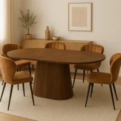 Mangohoutonline - Eettafel Nova Deens Donkerbruin 240x110cm Ovaal