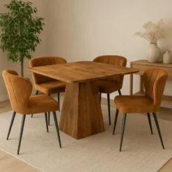 Mangohoutonline - Eettafel Nova Vierkant 90x90cm Vierkant Bruin