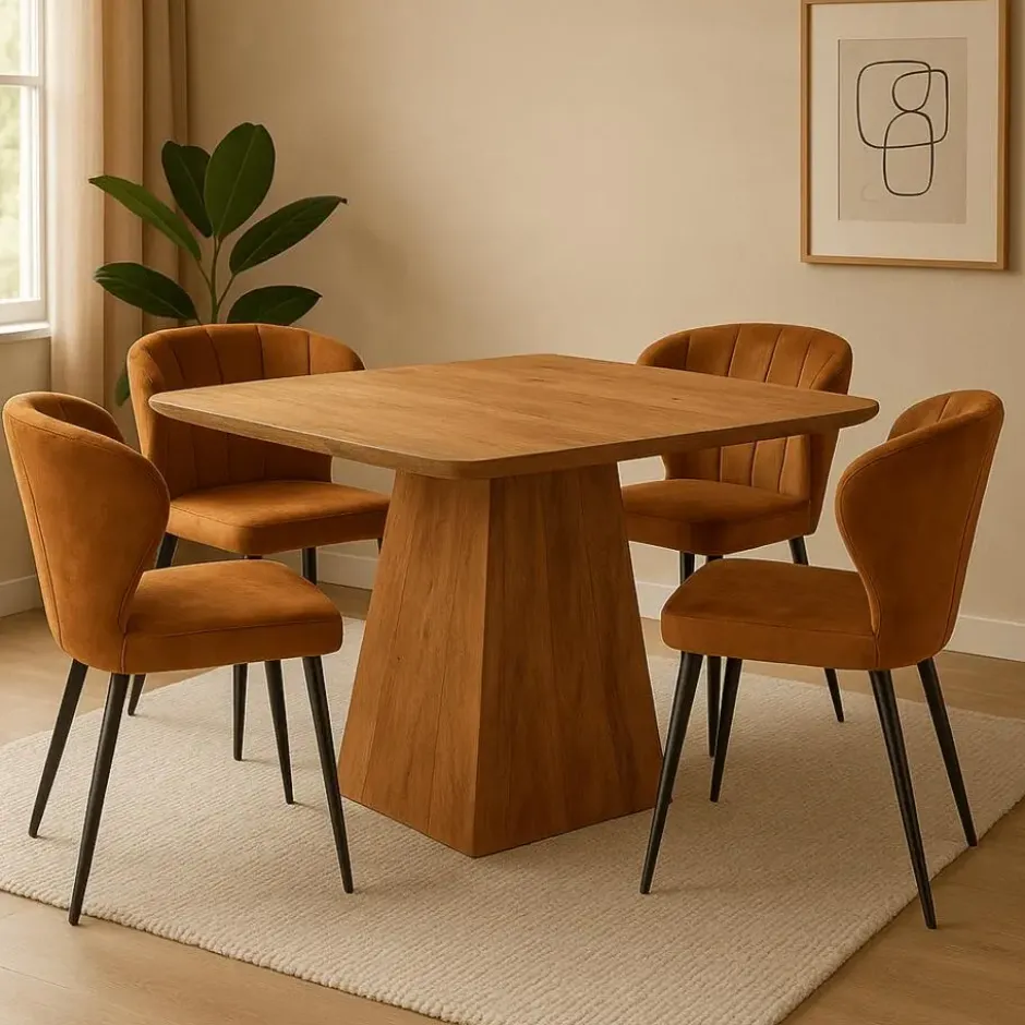 Mangohoutonline - Eettafel Nova Vierkant 110x110cm Vierkant Bruin