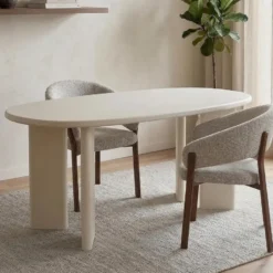 Mangohoutonline - Eettafel Organisch Savannah Mircocement Paneelpoot