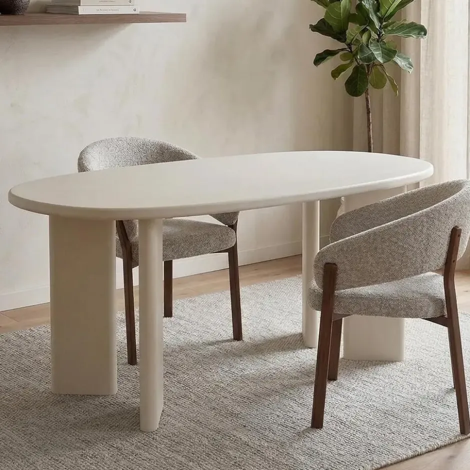Mangohoutonline - Eettafel Organisch Savannah Mircocement Paneelpoot