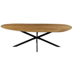 Mangohoutonline - Eettafel Organisch Alessia 210x100cm - Bruin - Mahom