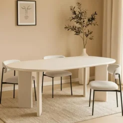 Mangohoutonline - Eettafel Organisch Savannah Microcement Paneelpoot
