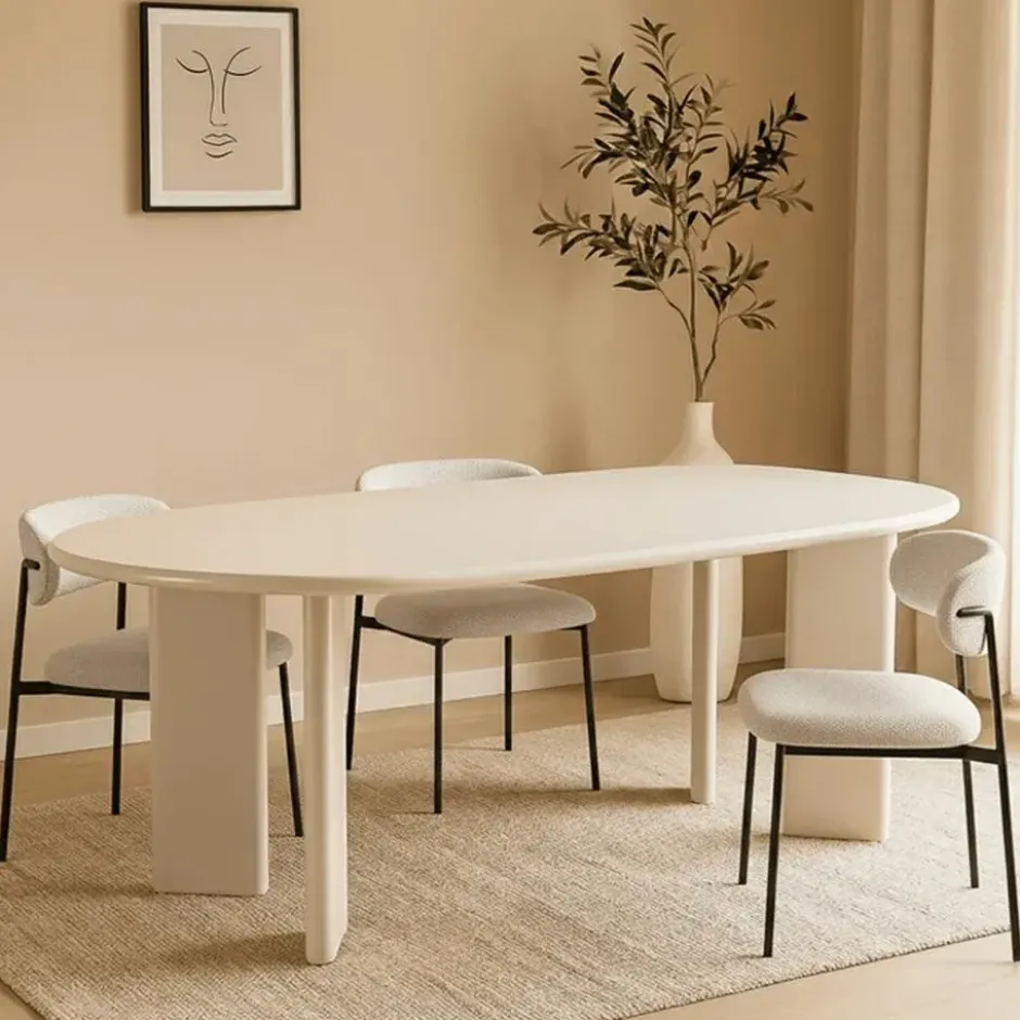 Mangohoutonline - Eettafel Organisch Savannah Microcement Paneelpoot