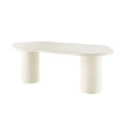 Mangohoutonline Eettafel Savannah Organisch Microcement Cilinderpoot 210cm Wit