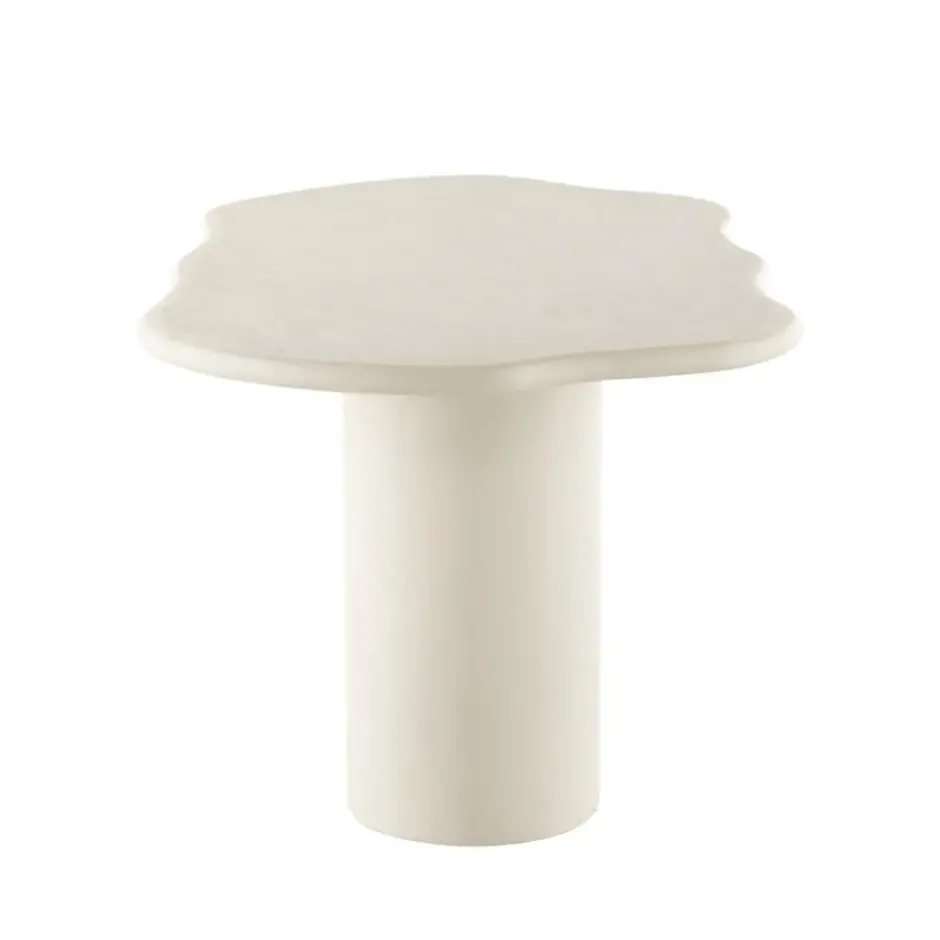 Mangohoutonline Eettafel Savannah Organisch Microcement Cilinderpoot 210cm Wit