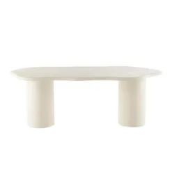 Mangohoutonline Eettafel Savannah Organisch Microcement Cilinderpoot 210cm Wit
