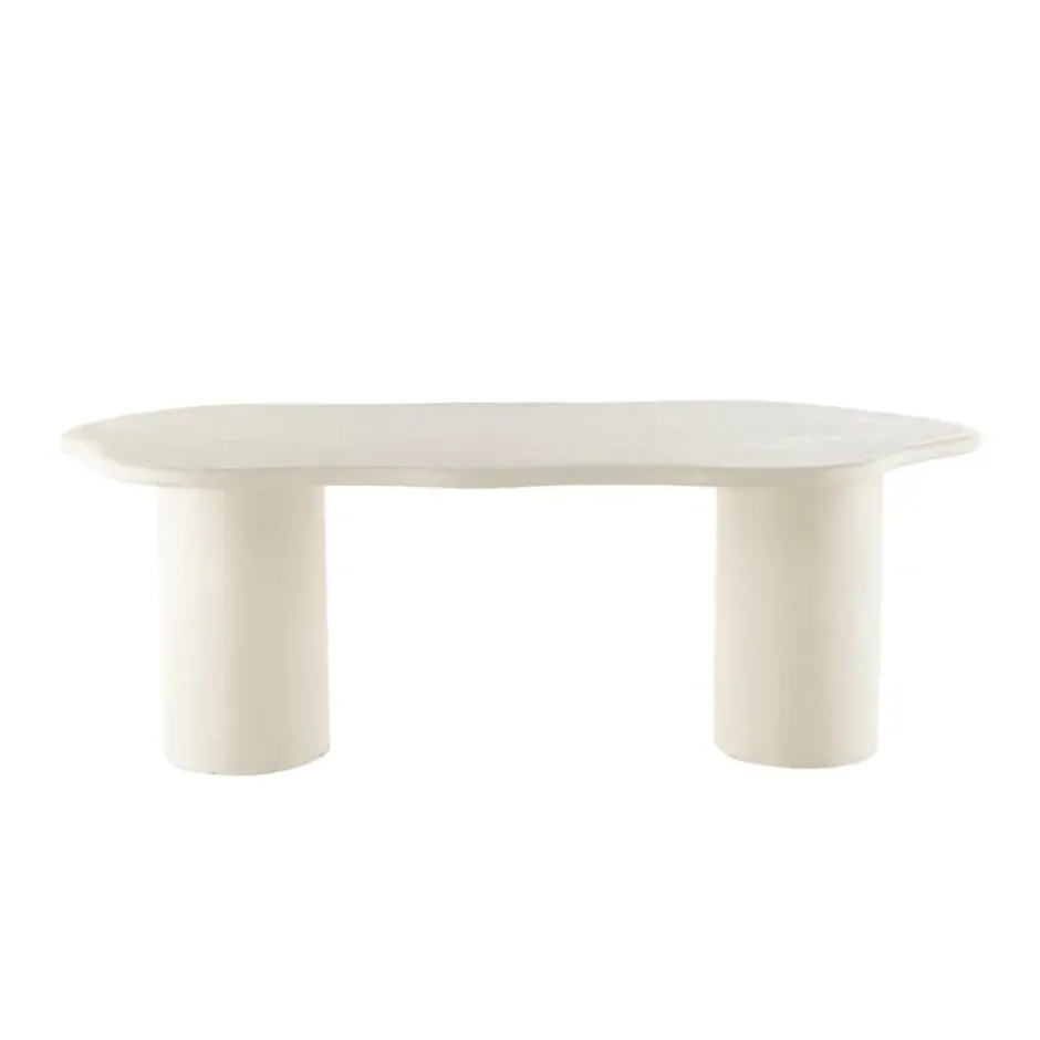 Mangohoutonline Eettafel Savannah Organisch Microcement Cilinderpoot 210cm Wit