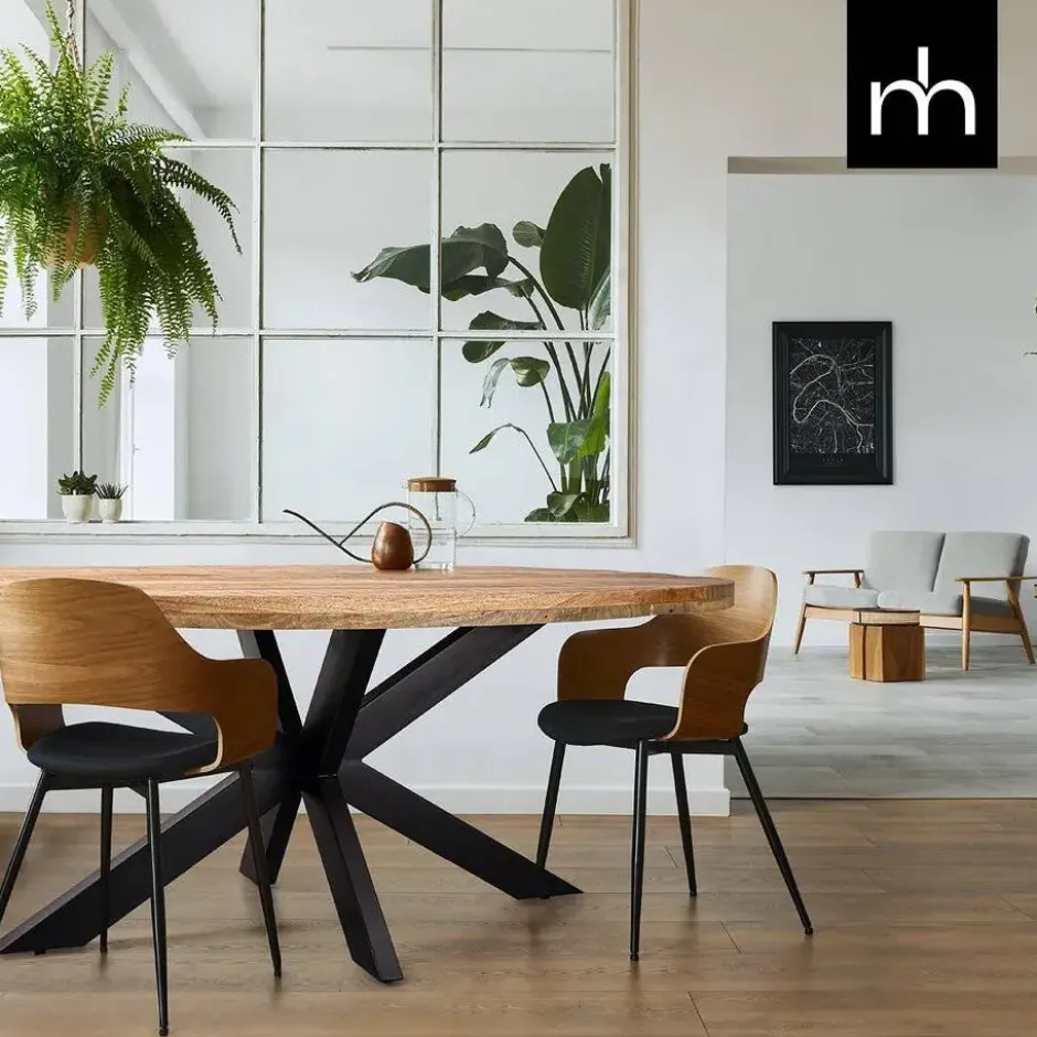 Mangohoutonline - Eettafel Tulsa 260x120cm Ovaal - Bruin - Mahom
