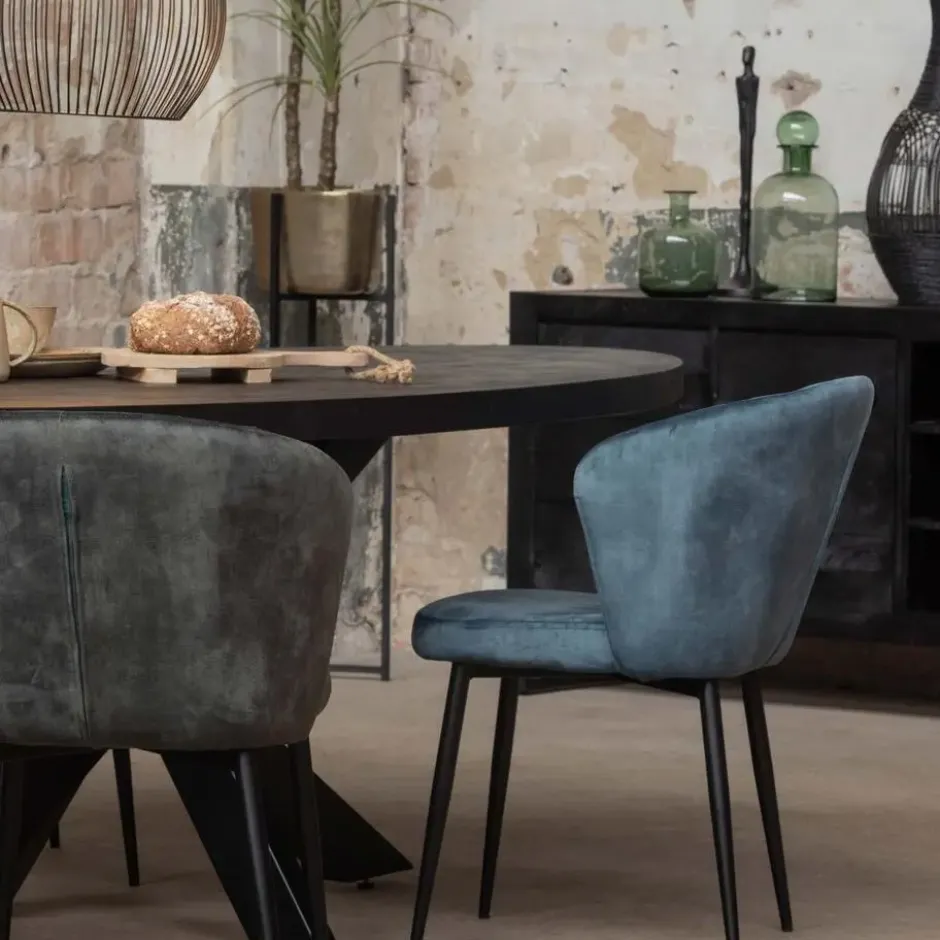 Mangohoutonline - Eettafel Tulsa Black 160x90cm Ovaal - Zwart - Mahom