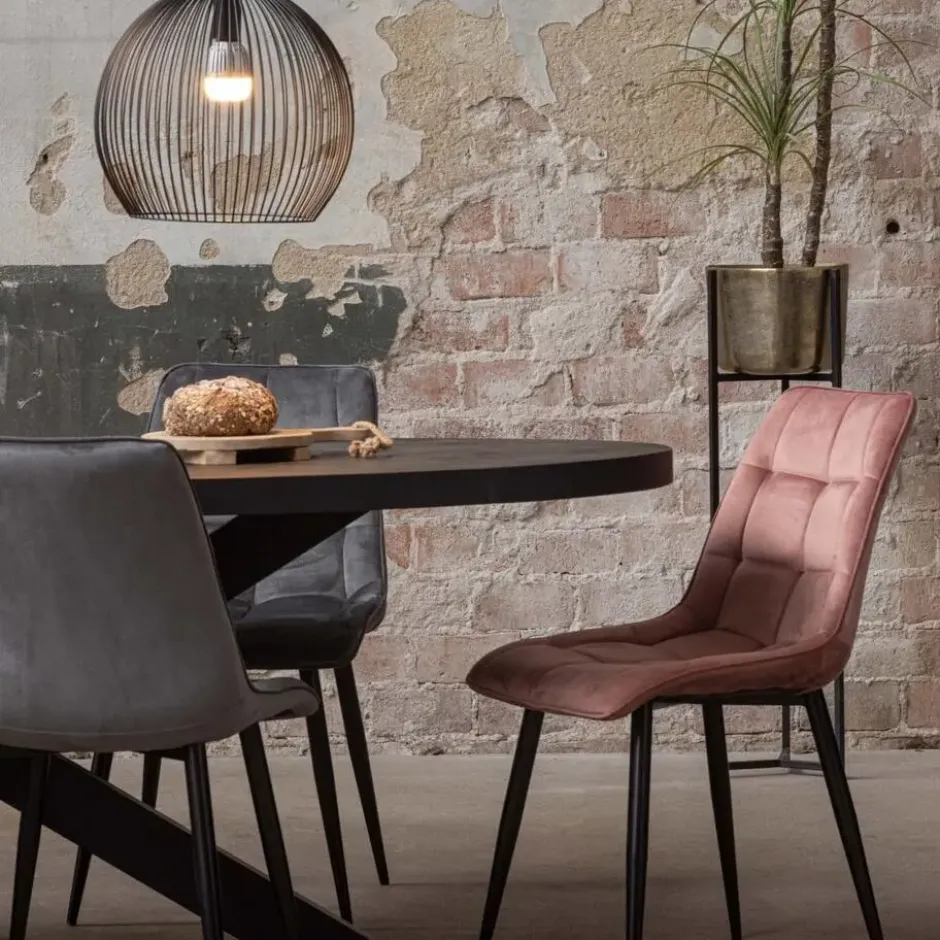 Mangohoutonline - Eettafel Tulsa Black 220x110cm Ovaal Zwart